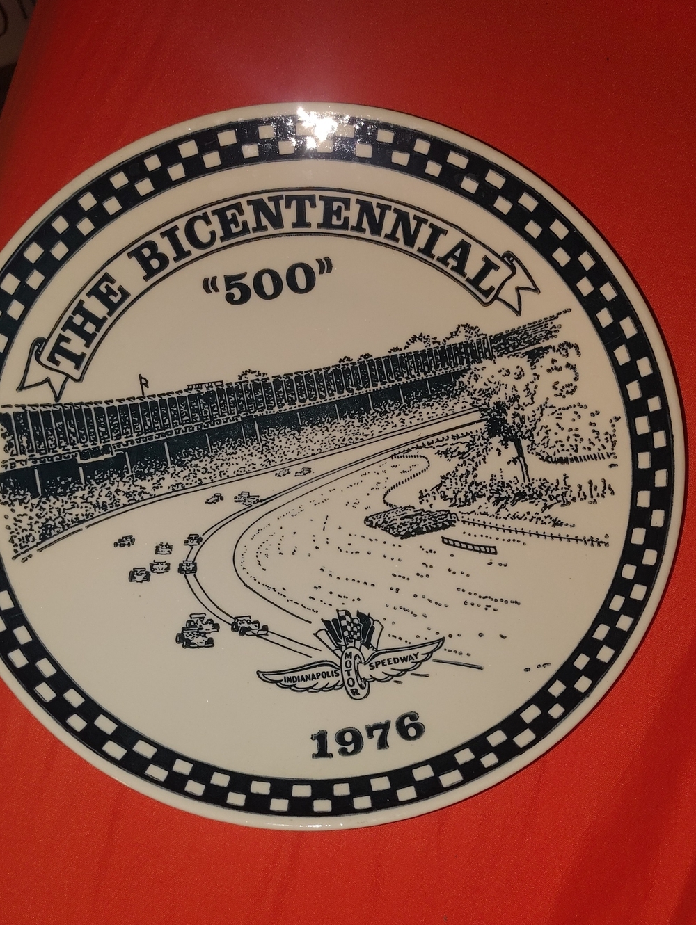 The Bicentennial "500" 1976 Commemorative Plate - Black on Cream